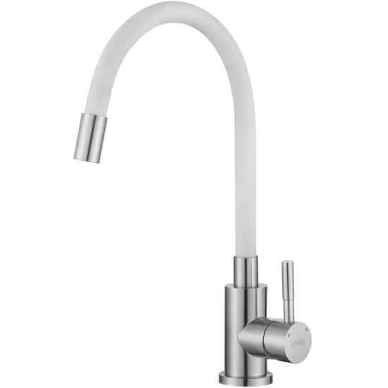 Смеситель для кухни ESKO Kitchen K44W с гибким изливом, белый/сатин