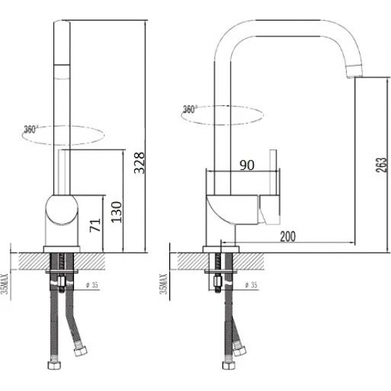 Смеситель для кухни ESKO Kitchen K5 из нержавеющей стали