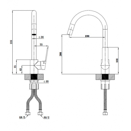 Смеситель для кухни ESKO Singapore black SB519 чёрный