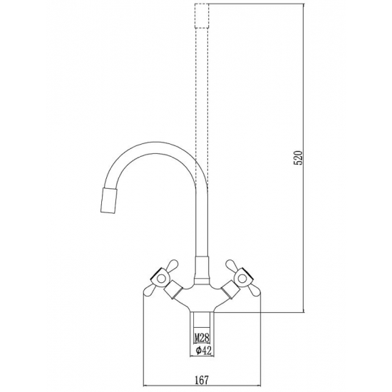 Смеситель для кухни FMARK FM4319-01 с гибким изливом, чёрный/хром