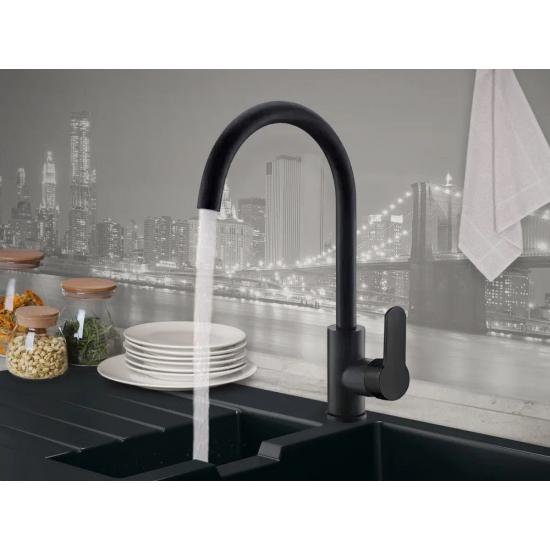 Смеситель для кухни FMARK FS8232H  из нержавеющей стали, чёрный