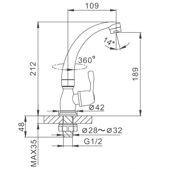 Смеситель для кухни FRAP F4196 моно