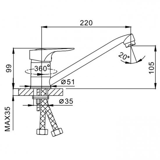 Смеситель для кухни FRAP F4228-B хром