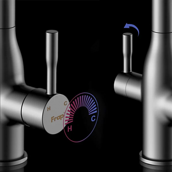 Смеситель для кухни FRAP F4396-15 с краном для питьевой воды, оружейная сталь