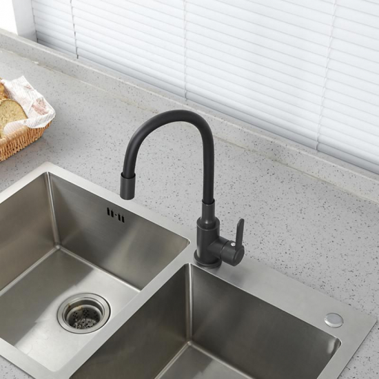 Смеситель для кухни FRUD R052 R42052-39 из нержавеющей стали, с гибким изливом, чёрный