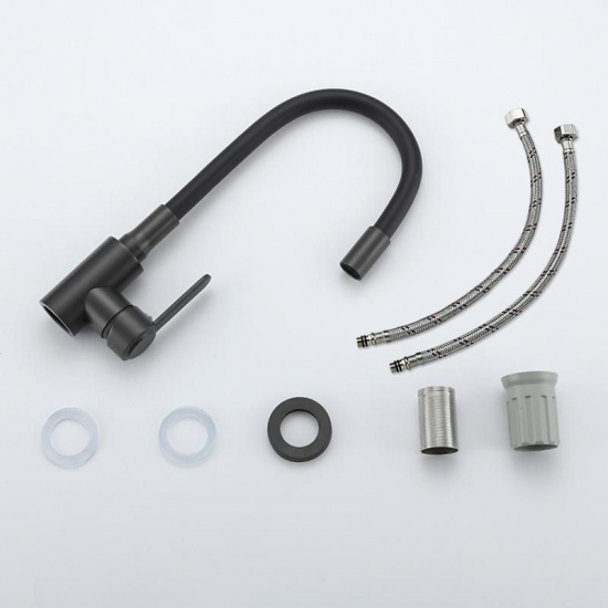 Смеситель для кухни FRUD R052 R42052-39 из нержавеющей стали, с гибким изливом, чёрный