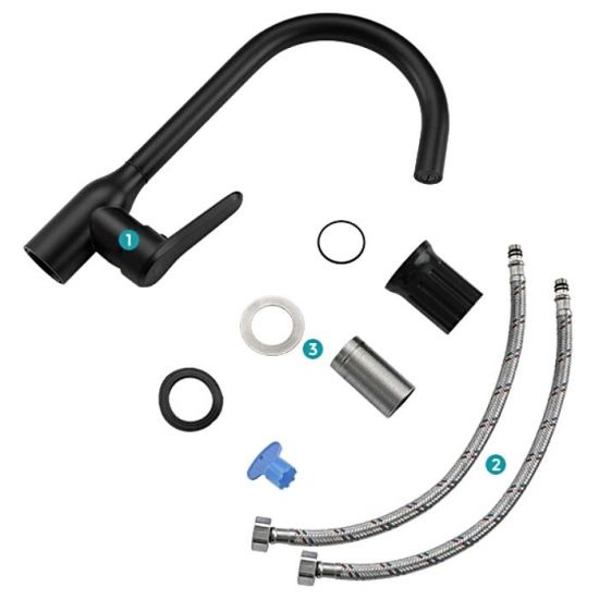 Смеситель для кухни FRUD R052 R44052-12 из нержавеющей стали, чёрный