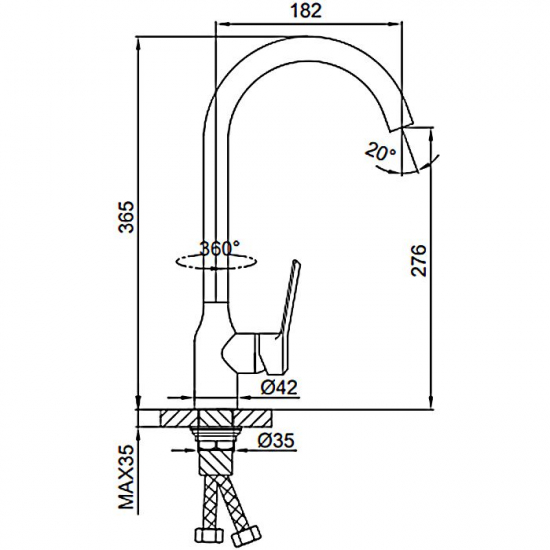 Смеситель для кухни FRUD R052 R44052-12 из нержавеющей стали, чёрный