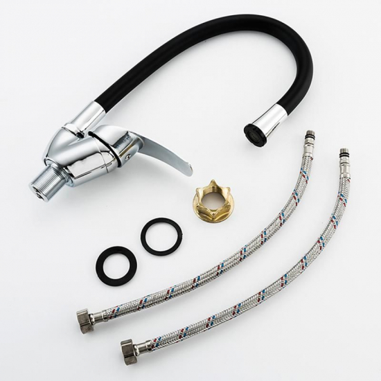 Смеситель для кухни FRUD R055 R40055-2 с гибким изливом, хром/чёрный