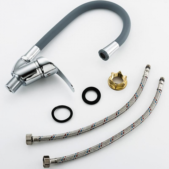 Смеситель для кухни FRUD R055 R40055-3 с гибким изливом, хром/серый