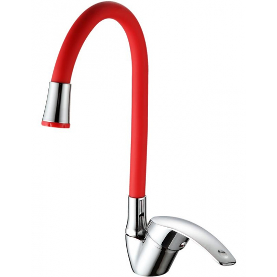 Смеситель для кухни FRUD R055 R40055-4 с гибким изливом, хром/красный