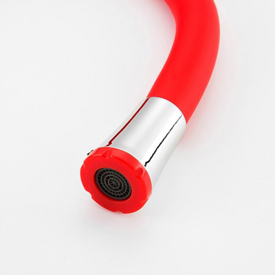 Смеситель для кухни FRUD R055 R40055-4 с гибким изливом, хром/красный