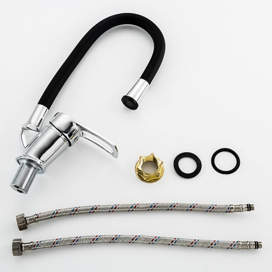 Смеситель для кухни FRUD R055 R41055-2 с гибким изливом, хром/чёрный