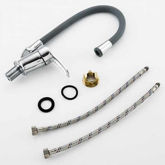 Смеситель для кухни FRUD R055 R41055-3 с гибким изливом, хром/серый