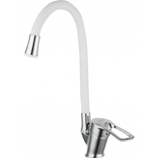 Смеситель для кухни FRUD R055 R41055-4 с гибким изливом, хром/белый