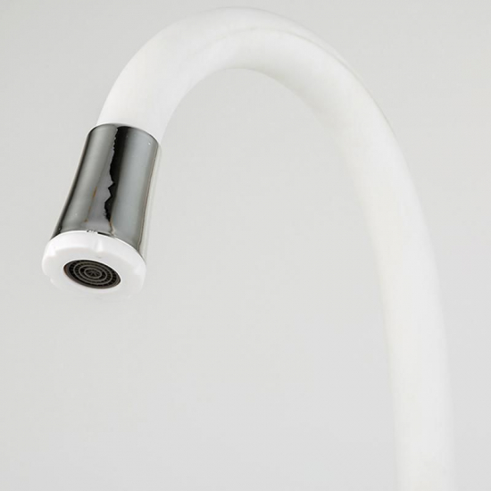 Смеситель для кухни FRUD R055 R41055-4 с гибким изливом, хром/белый