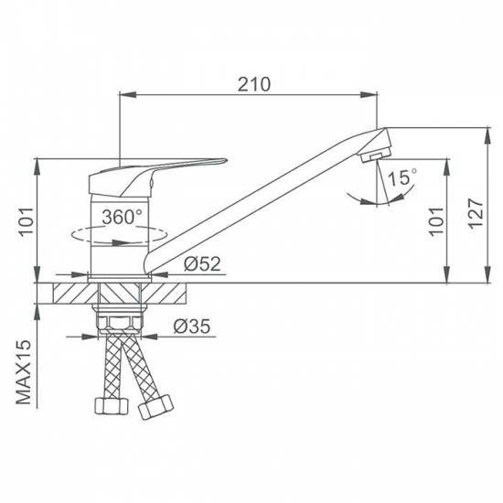 Смеситель для кухни FRUD R104 R49104 хром