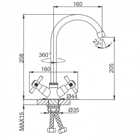 Смеситель для кухни FRUD R118 R49118-6 хром/зелёный