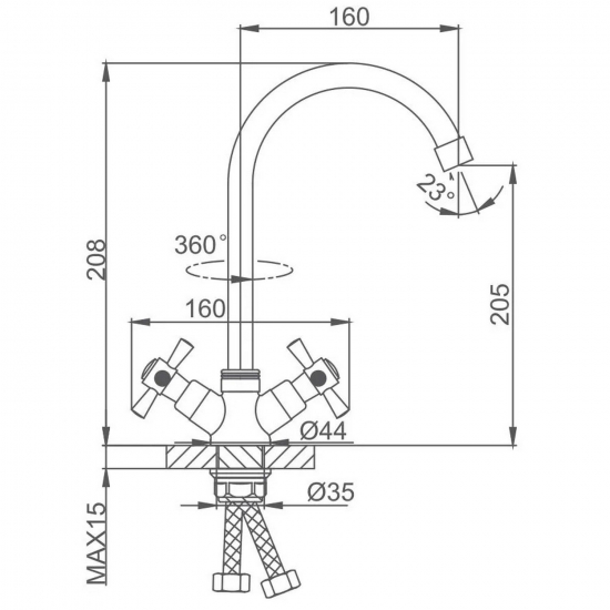 Смеситель для кухни FRUD R118 R49118-7 хром/белый