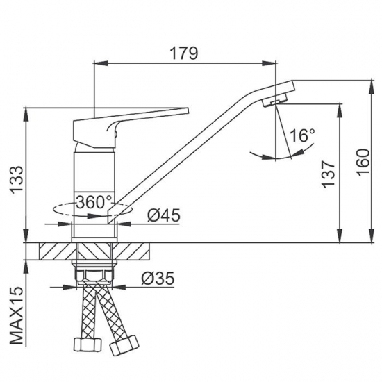 Смеситель для кухни FRUD R123 R49123 чёрный