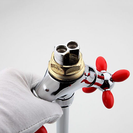 Смеситель для кухни FRUD R127 R43127-10 с гибким изливом, хром/красный