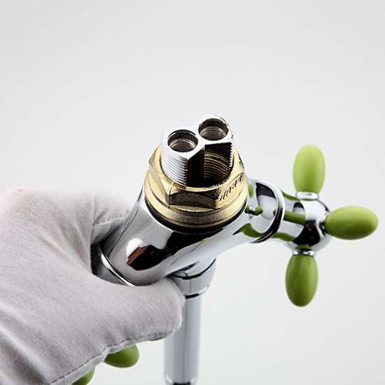 Смеситель для кухни FRUD R127 R43127-6 с гибким изливом, хром/зелёный