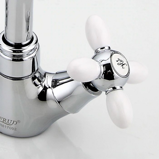 Смеситель для кухни FRUD R127 R43127-7 с гибким изливом, хром/белый