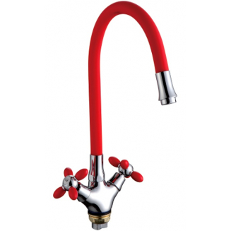 Смеситель для кухни FRUD R127 R44127-10 с гибким изливом, хром/красный