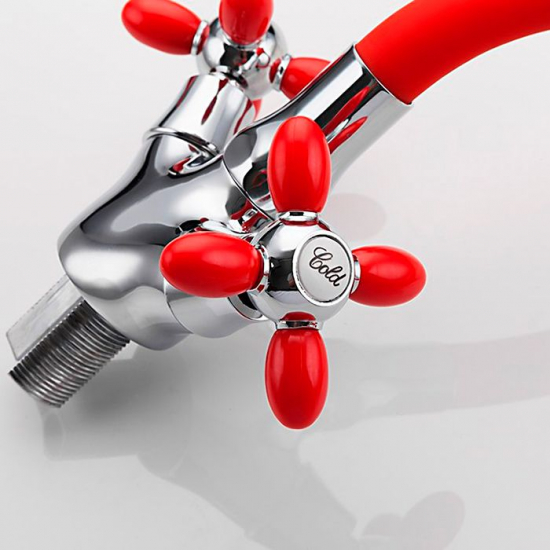 Смеситель для кухни FRUD R127 R44127-10 с гибким изливом, хром/красный