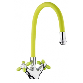 Смеситель для кухни FRUD R127 R44127-6 с гибким изливом, хром/жёлтый