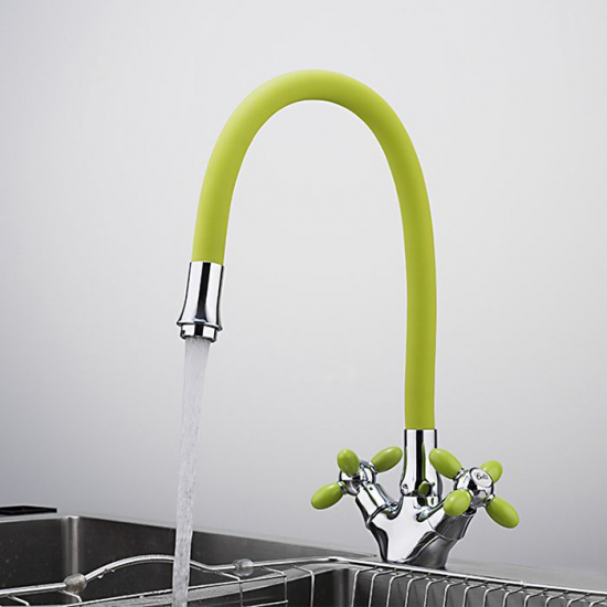 Смеситель для кухни FRUD R127 R44127-6 с гибким изливом, хром/жёлтый