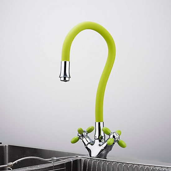 Смеситель для кухни FRUD R127 R44127-6 с гибким изливом, хром/жёлтый