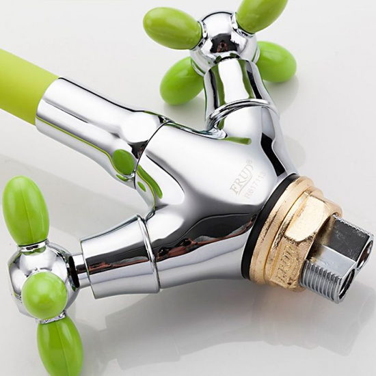 Смеситель для кухни FRUD R127 R44127-6 с гибким изливом, хром/жёлтый