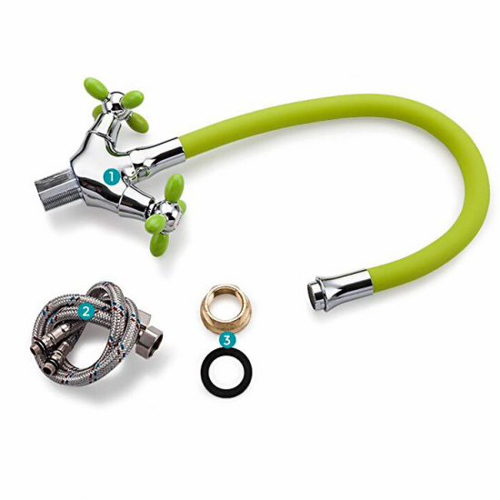 Смеситель для кухни FRUD R127 R44127-6 с гибким изливом, хром/жёлтый