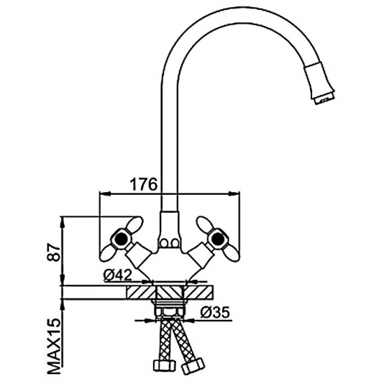 Смеситель для кухни FRUD R127 R44127-6 с гибким изливом, хром/жёлтый