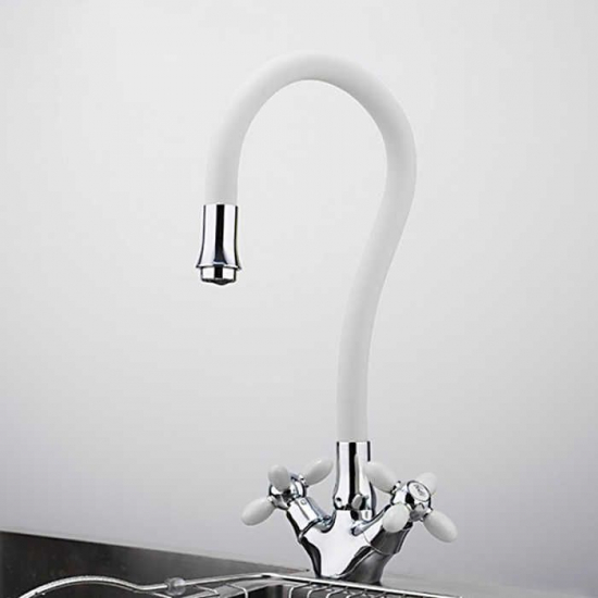 Смеситель для кухни FRUD R127 R44127-7 с гибким изливом, хром/белый