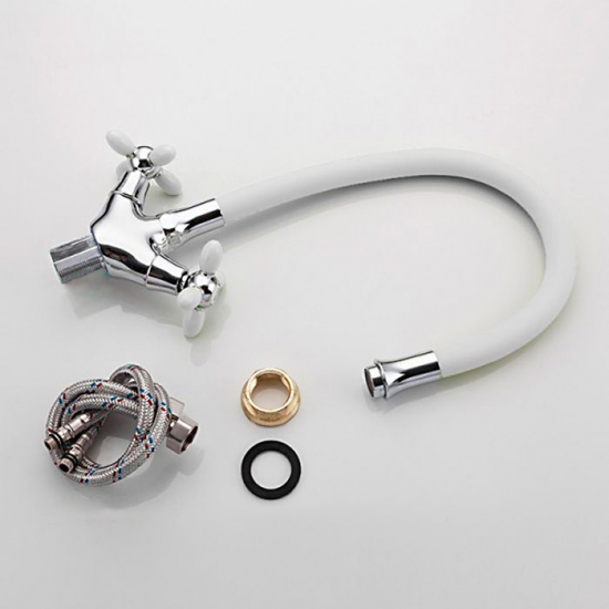 Смеситель для кухни FRUD R127 R44127-7 с гибким изливом, хром/белый