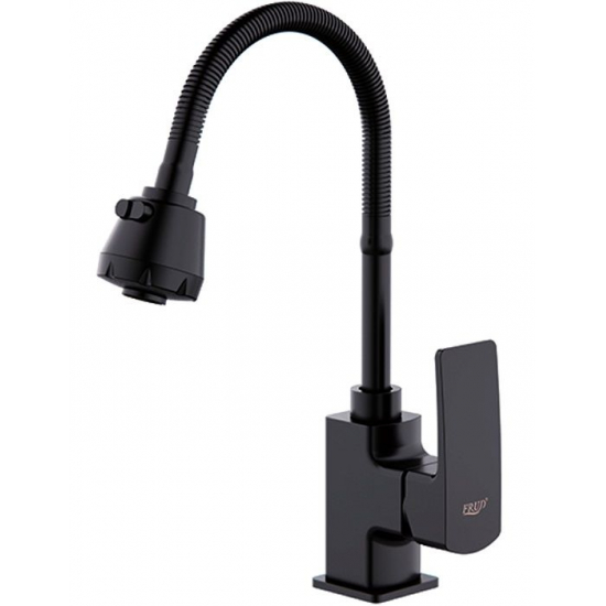 Смеситель для кухни FRUD R152 R44152 с гибким изливом, чёрный