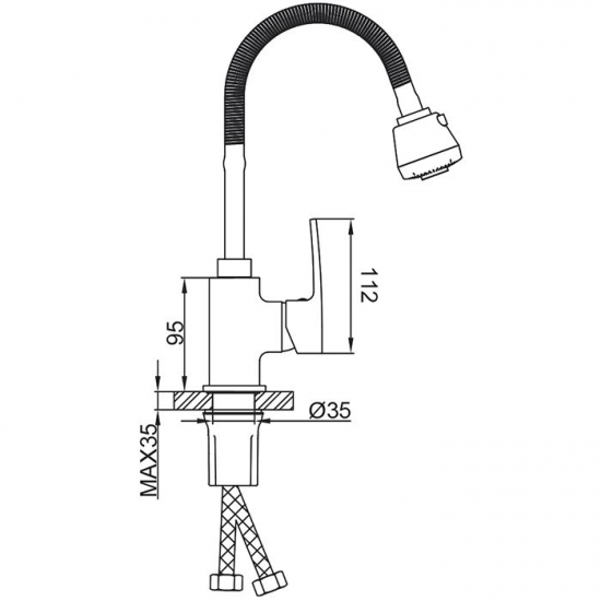 Смеситель для кухни FRUD R152 R44152 с гибким изливом, чёрный
