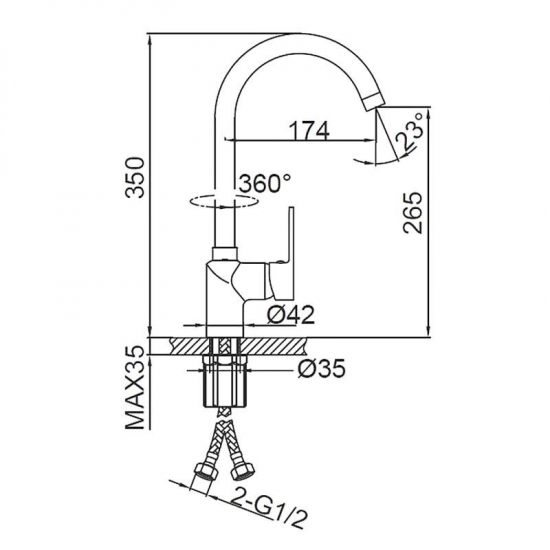 Смеситель для кухни FRUD R157 R42157-6 чёрный
