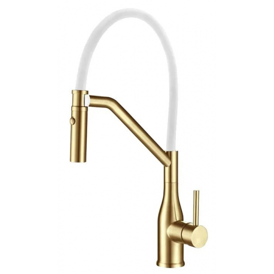 Смеситель для кухни GAPPO G4098-13 с гибким изливом, белый/золото