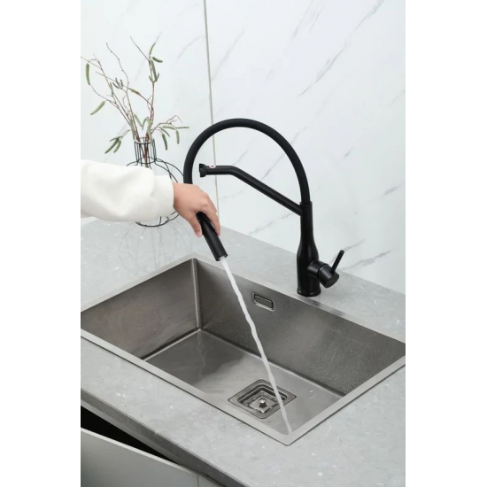 Смеситель для кухни GAPPO G4098-16 с гибким изливом, чёрный