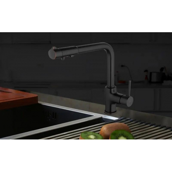 Смеситель для кухни GAPPO G4390-10 с краном для питьевой воды, чёрный