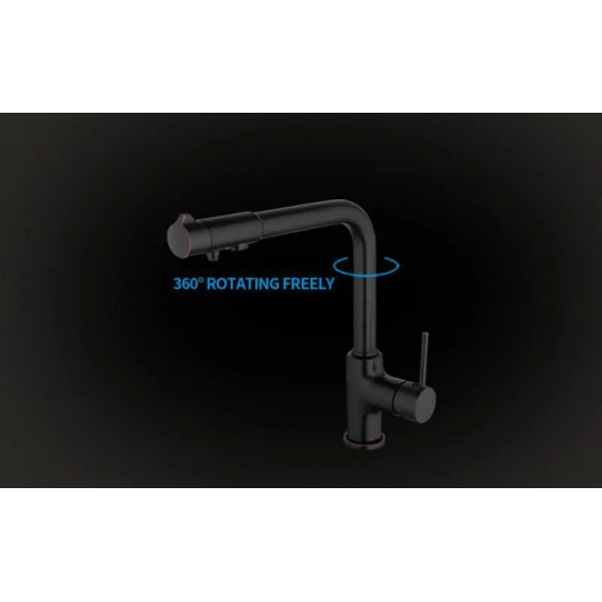 Смеситель для кухни GAPPO G4390-10 с краном для питьевой воды, чёрный