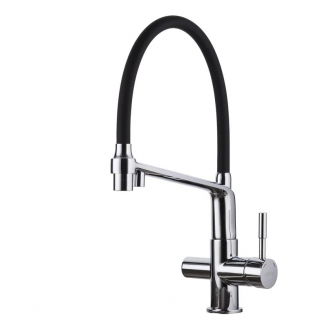 Смеситель для кухни GAPPO G4398-7 с краном для питьевой воды, хром/чёрный