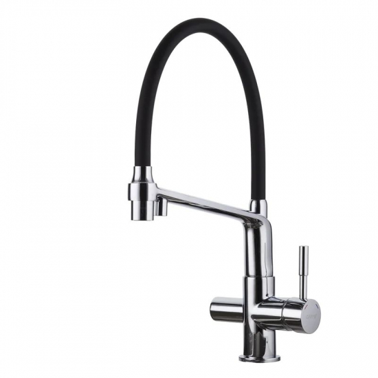 Смеситель для кухни GAPPO G4398-7 с краном для питьевой воды, хром/чёрный