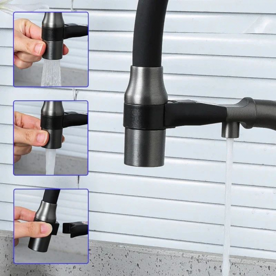 Смеситель для кухни GAPPO G4398-89 с краном для питьевой воды, оружейная сталь