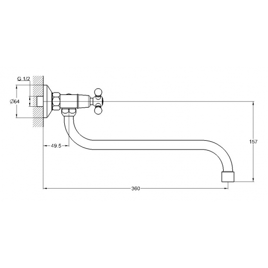 Смеситель для кухни GLAUF JMX12-A605 настенный, хром