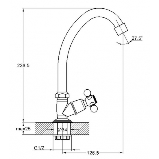 Смеситель для кухни GLAUF JMX14-A605 моно, хром