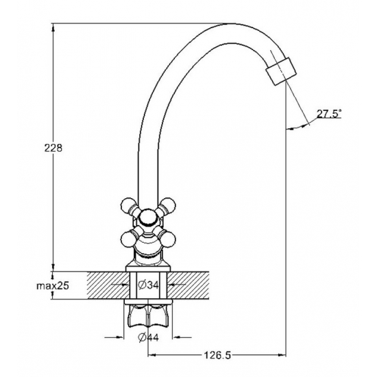 Смеситель для кухни GLAUF JMX4-A605 хром